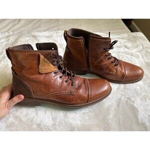 Bullboxer Men’s Kelden Brown Leather Cap Toe Ankle Boots, Size 11